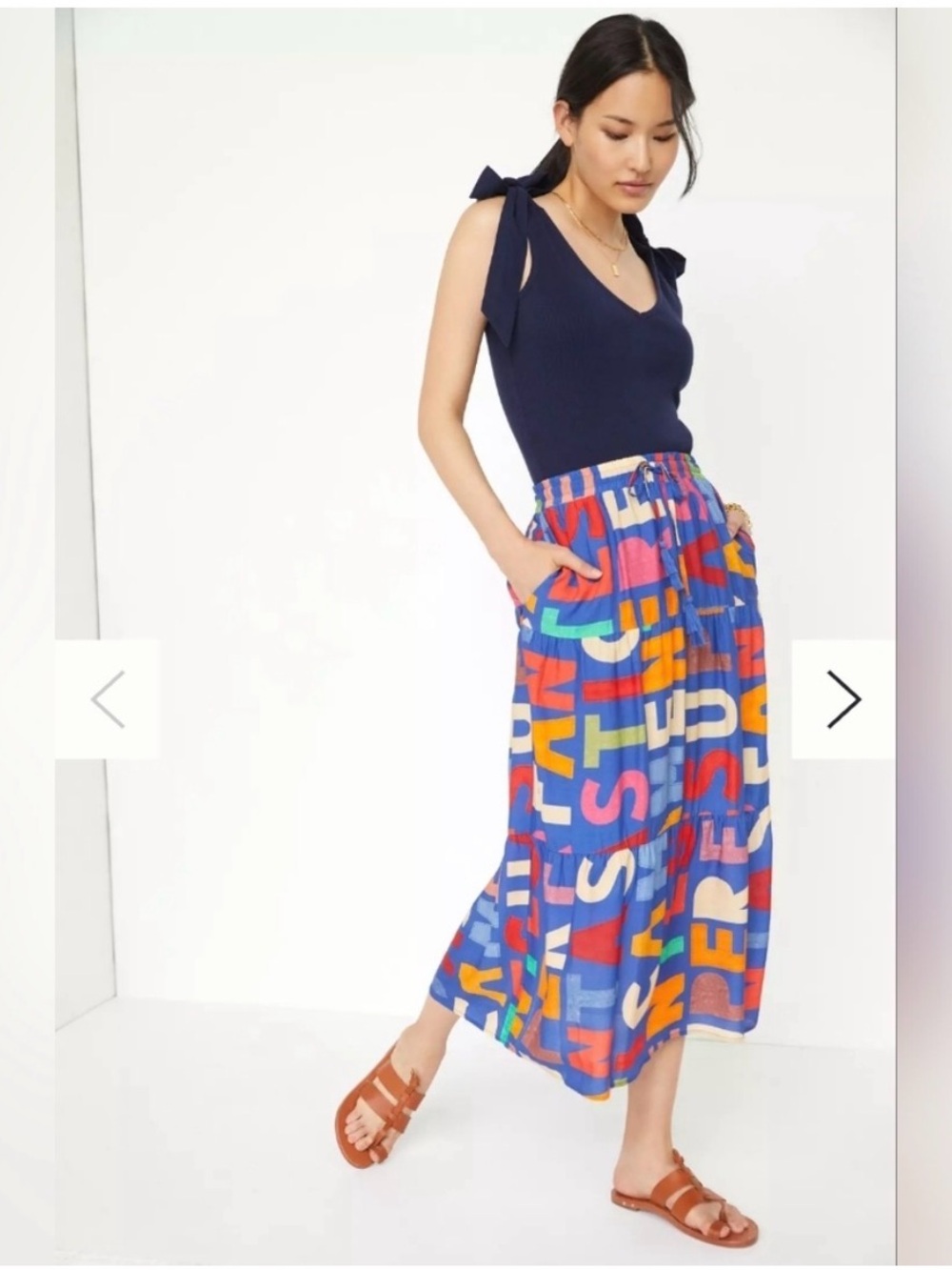 Farm Rio x Anthropologie Ruffled Printed Alphabet Skirt Letters Size XS